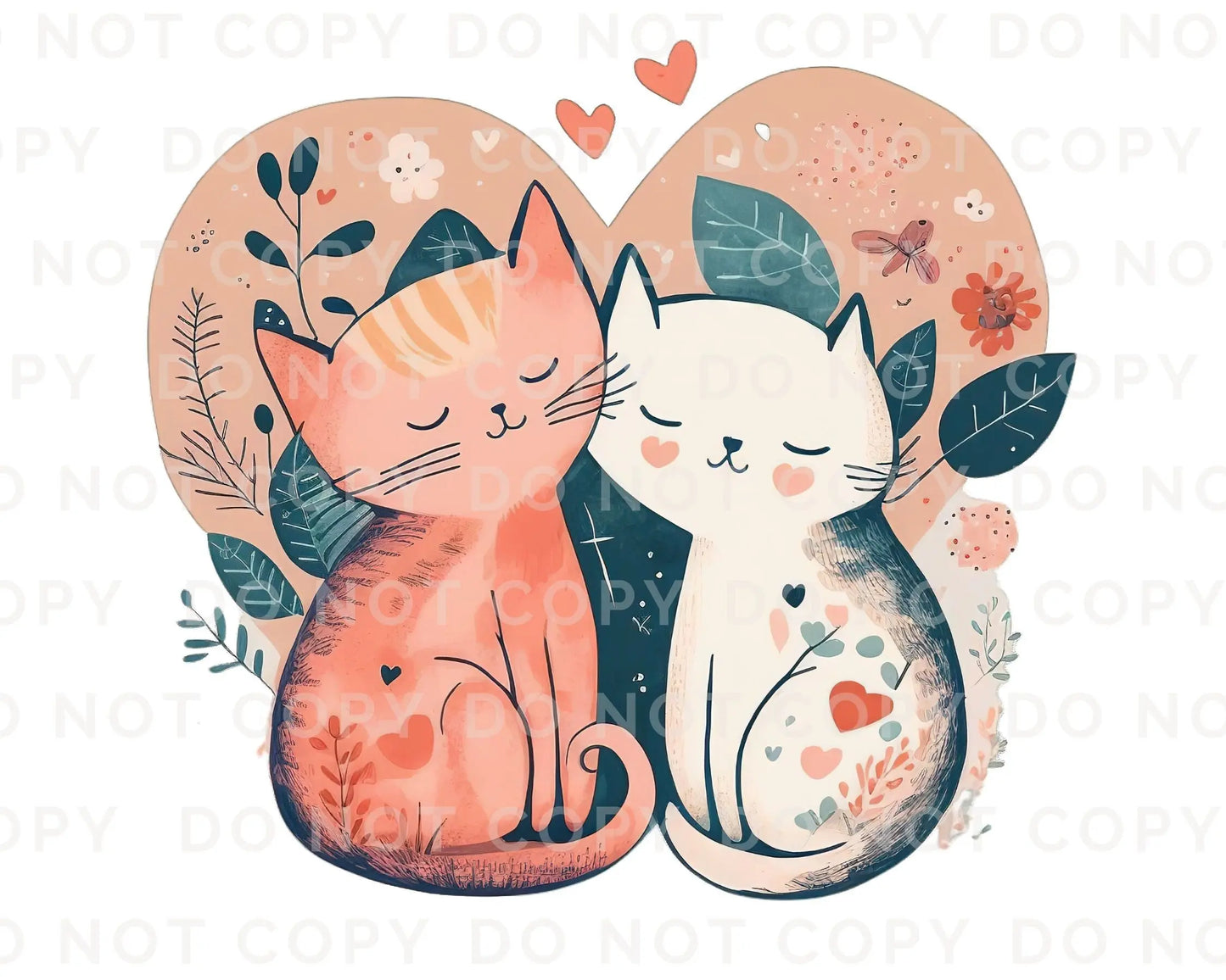 DTF Transfers, Ready to Press, T-shirt Transfers, Heat Transfer, Direct to Film, Cold Peel, Heart, Flowers, Valentine’s Day, Love Kittens