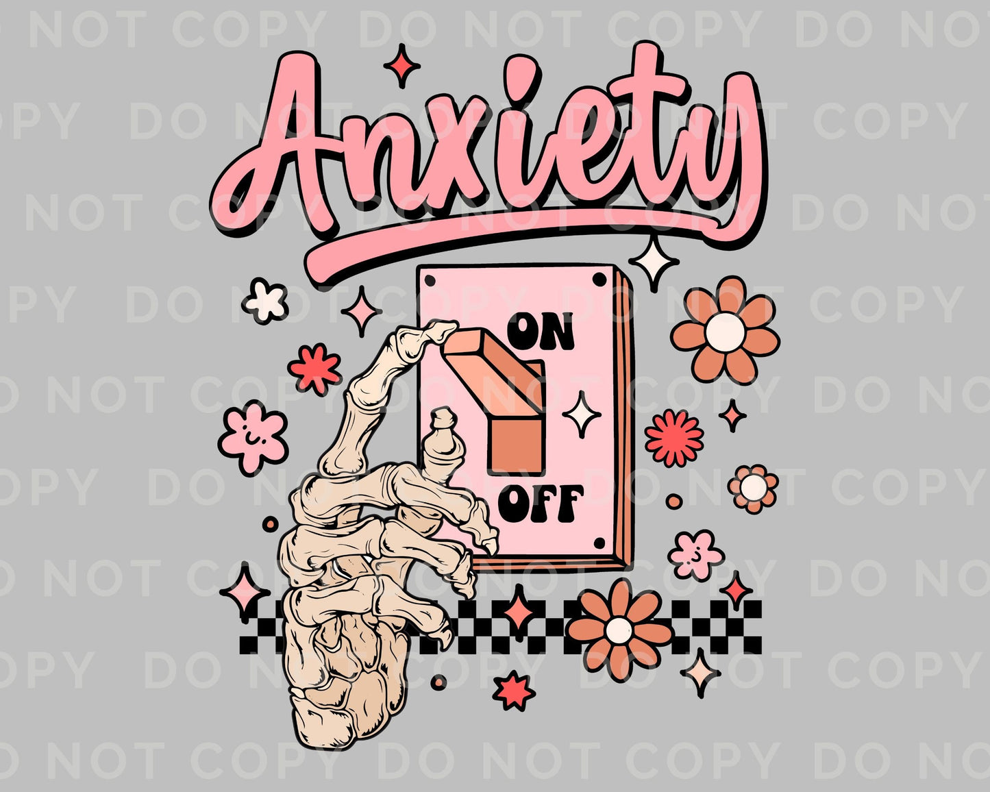 DTF Transfers, Ready to Press, T-shirt Transfers, Heat Transfer, Direct to Film, Skeleton, Mental Health, Overstimulated, Anxiety On