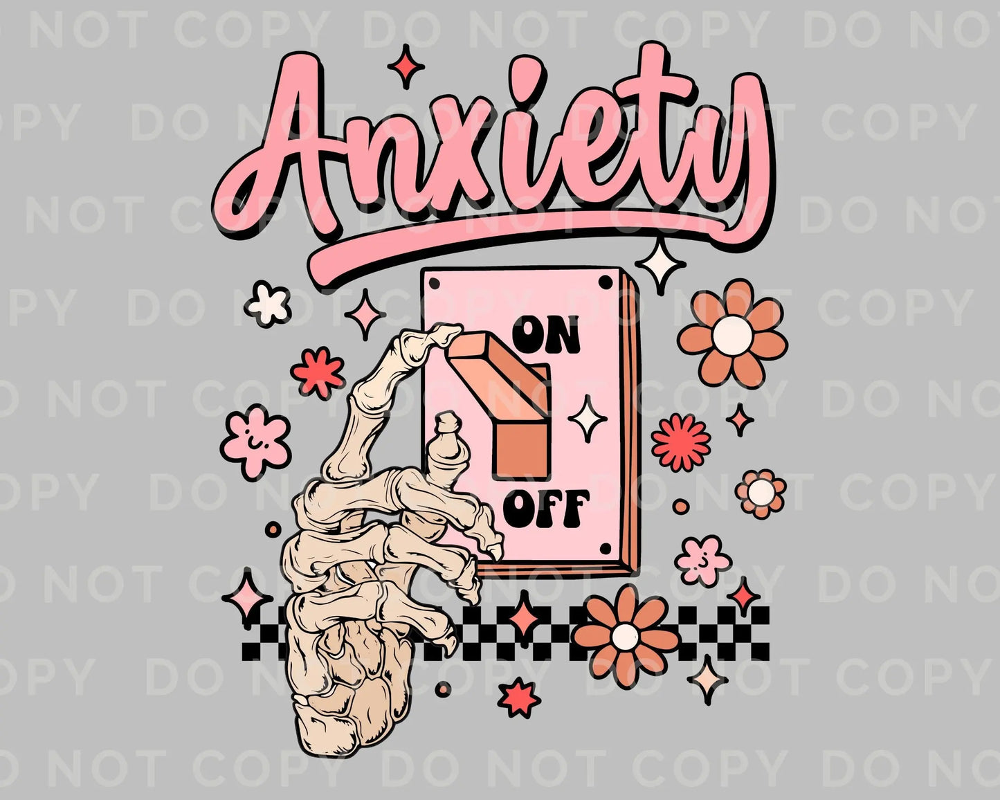 DTF Transfers, Ready to Press, T-shirt Transfers, Heat Transfer, Direct to Film, Skeleton, Mental Health, Overstimulated, Anxiety On