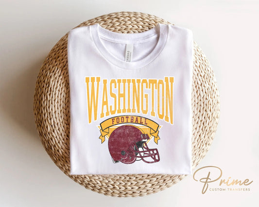 Football DTF Transfers, Ready to Press, T-shirt Transfers, Heat Transfer, Direct to Film, Sports, Full Color, Vintage, Washington Football