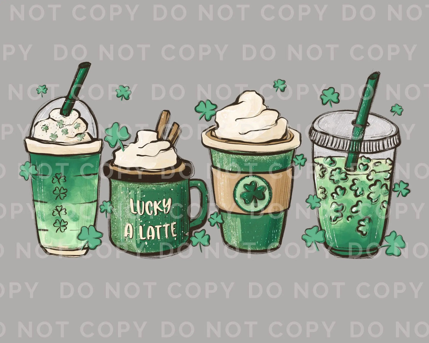 DTF Transfers, Ready to Press, T-shirt Transfers, Heat Transfer, Direct to Film, St Patricks Day, St. Patty's, Coffee, Lucky A Latte