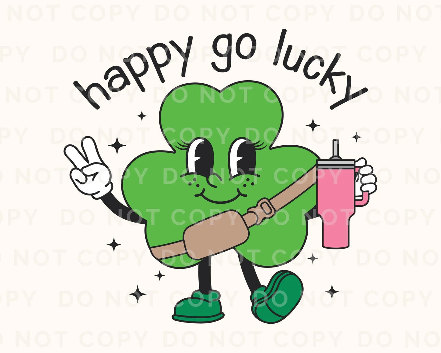 DTF Transfers, Ready to Press, T-shirt Transfers, Heat Transfer, Direct to Film, St Patrick’s Day, Tumbler, Retro, Shamrock, Happy Go Lucky