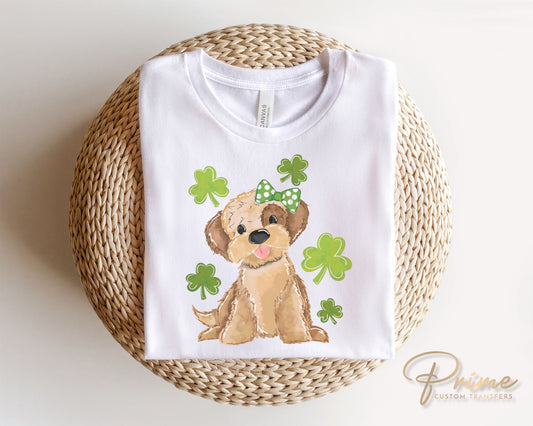 DTF Transfers, Ready to Press, T-shirt Transfers, Heat Transfer, Direct to Film, St Patties, Saint Patrick's Day, Girl Puppy