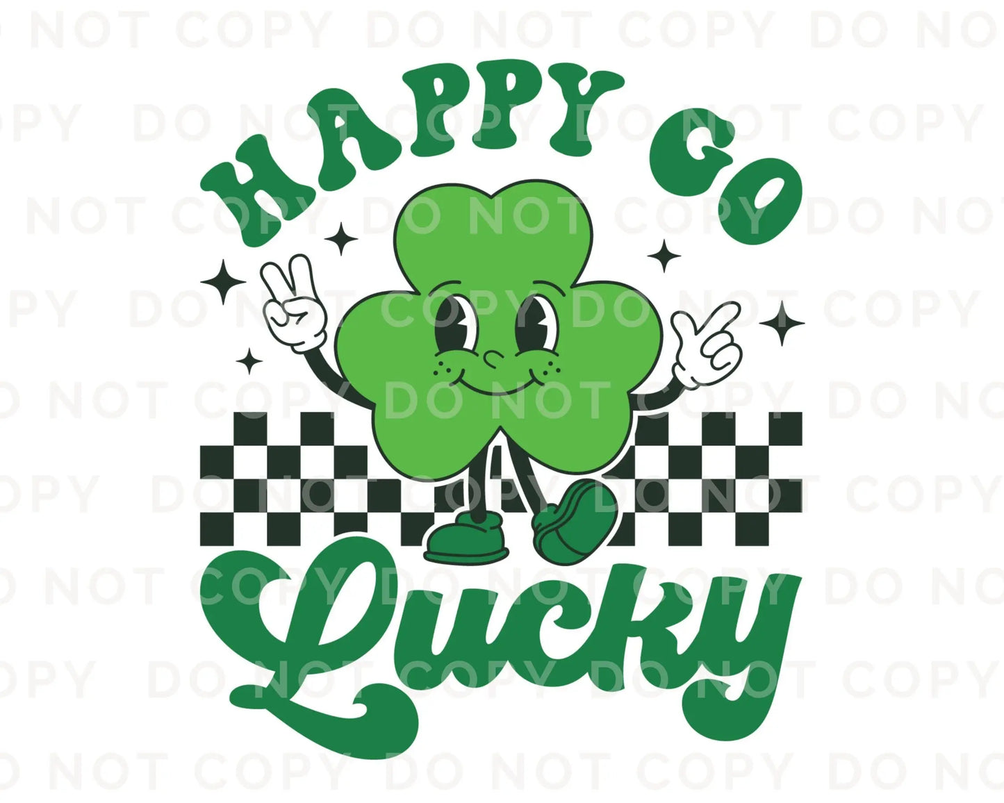 DTF Transfers, Ready to Press, T-shirt Transfers, Heat Transfer, Direct to Film, St Patrick’s Day, Shamrock, Clover, Retro Happy Go Lucky