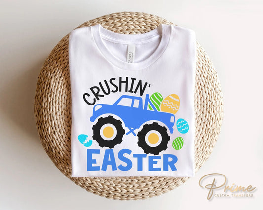 Easter DTF Transfers, Ready to Press, T-shirt Transfers, Heat Transfer, Direct to Film, Boy, Eggs, Funny, Monster Truck, Crushin' Easter