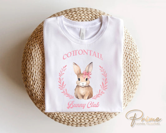 Easter DTF Transfers, Ready to Press, T-shirt Transfers, Heat Transfer, Direct to Film, Spring, Coquette, Sunday, Cottontail Bunny Club