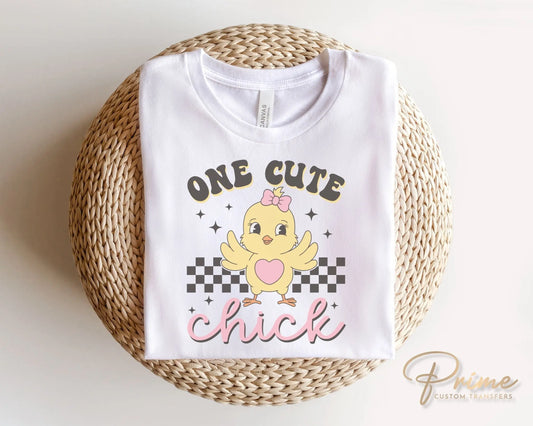 Easter DTF Transfers, Ready to Press, T-shirt Transfers, Heat Transfer, Direct to Film, Spring, Sunday, Kid, Vintage, Retro One Cute Chick
