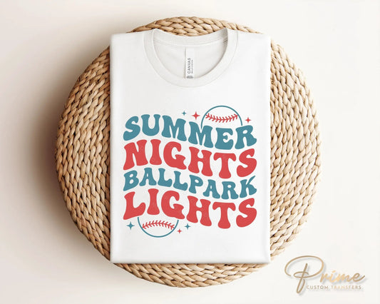 DTF Transfers, Ready to Press, T-shirt Transfers, Heat Transfer, Direct to Film, Sports, Batter, Baseball, Summer Nights, Ballpark Lights