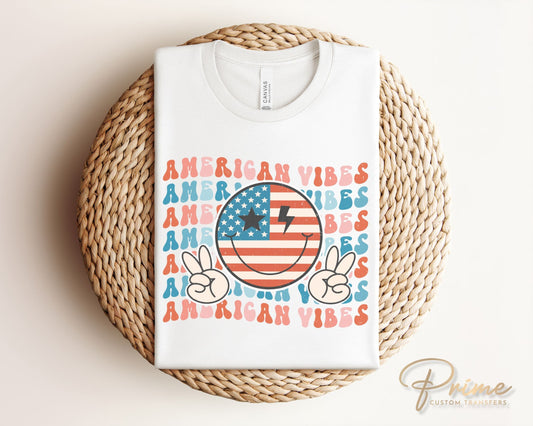 4th of July DTF Transfers, Ready to Press, T-shirt Transfers, Heat Transfer, Direct to Film, USA, Holiday, Independence, American Vibes