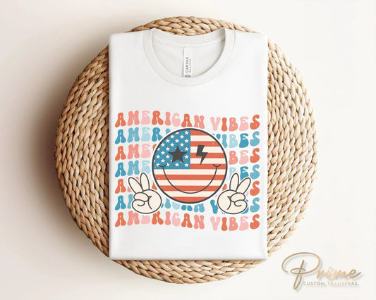4th of July DTF Transfers, Ready to Press, T-shirt Transfers, Heat Transfer, Direct to Film, USA, Holiday, Independence, American Vibes