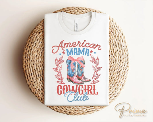4th of July DTF Transfers, Ready to Press, T-shirt Transfers, Heat Transfer, Direct to Film, USA, Holiday, American Mama, Coquette Cowgirl