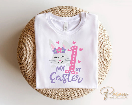Easter DTF Transfers, Ready to Press, T-shirt Transfers, Heat Transfer, Direct to Film, Spring, Cute Bunny, Baby Girl, My First Easter