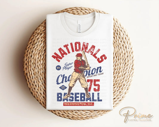 Baseball DTF Transfers, Ready to Press, T-shirt Transfers, Heat Transfer, Direct to Film, Sports, Summer, Vintage, Retro Washington DC
