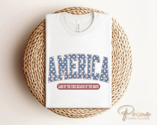 4th of July DTF Transfers, Ready to Press, T-shirt Transfers, Heat Transfer, Direct to Film, USA, Holiday, America Land of The Free
