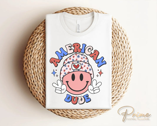4th of July DTF Transfers, Ready to Press, T-shirt Transfers, Heat Transfer, Direct to Film, USA, Holiday, Family, Matching, American Dude