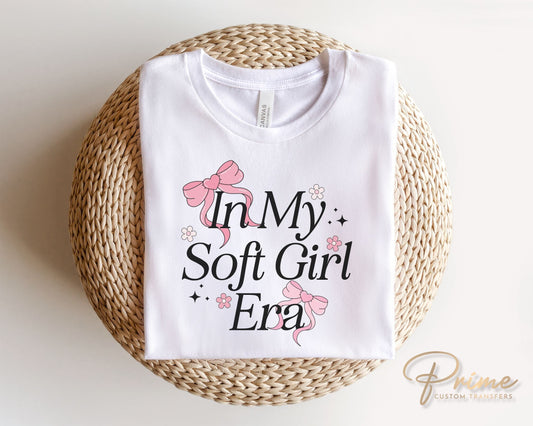 Soft Girl Era DTF Transfers, Ready to Press, T-shirt Transfers, Heat Transfer, Direct to Film, Cold Peel, Coquette, Bow Pink, Girlie, Trendy