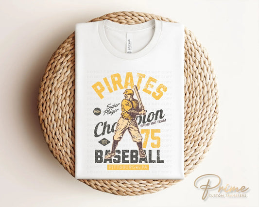 Baseball DTF Transfers, Ready to Press, T-shirt Transfers, Heat Transfer, Direct to Film, Sports, Pittsburgh Pennsylvania, Vintage, Retro