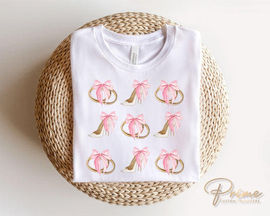 Bride DTF Transfers, Ready to Press, T-shirt Transfers, Heat Transfer, Direct to Film, Wedding, Girls Trip, Coquette, Bachelorette, Pink Bow