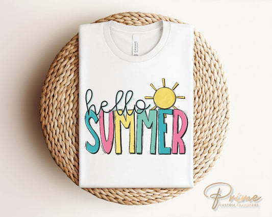 Summer DTF Transfers, Ready to Press, T-shirt Transfers, Heat Transfer, Direct to Film, Beach, Fun, Cute, Sunshine, Vacation, Hello Summer