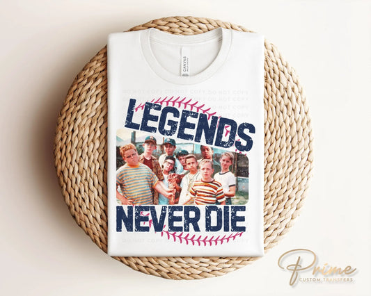 Baseball DTF Transfers, Ready to Press, T-shirt Transfers, Heat Transfer, Direct to Film, Sports, Baseball, Game Day, Legends Never Die