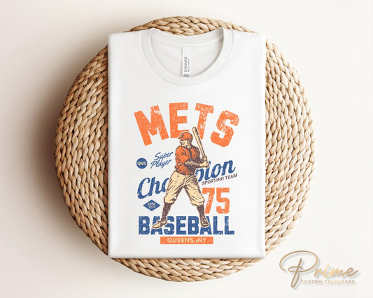 Baseball DTF Transfers, Ready to Press, T-shirt Transfers, Heat Transfer, Direct to Film, Sports, Summer, Vintage, Queens New York