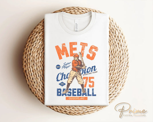 Baseball DTF Transfers, Ready to Press, T-shirt Transfers, Heat Transfer, Direct to Film, Sports, Summer, Vintage, Queens New York
