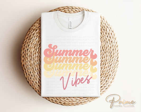 Summer Vibes DTF Transfers, Ready to Press, T-shirt Transfers, Heat Transfer, Direct to Film, Beach, Vacation, Retro, Sunrise, Sunset