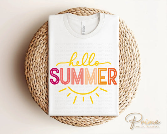 Summer DTF Transfers, Ready to Press, T-shirt Transfers, Heat Transfer, Direct to Film, Beach, Cute, Sunshine, Vacation, Hello Summer