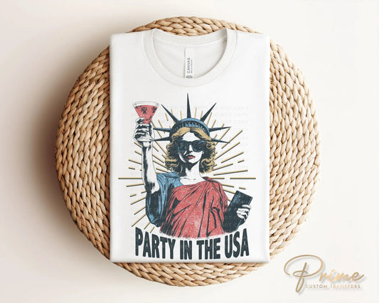 4th of July DTF Transfers, Ready to Press, T-shirt Transfers, Heat Transfer, Direct to Film, Statue of Liberty, Party in The USA, Holiday