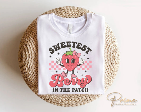 Strawberry DTF Transfers, Ready to Press, T-shirt Transfers, Heat Transfer, Direct to Film, Retro, Trendy, Sweetest Berry In The Patch