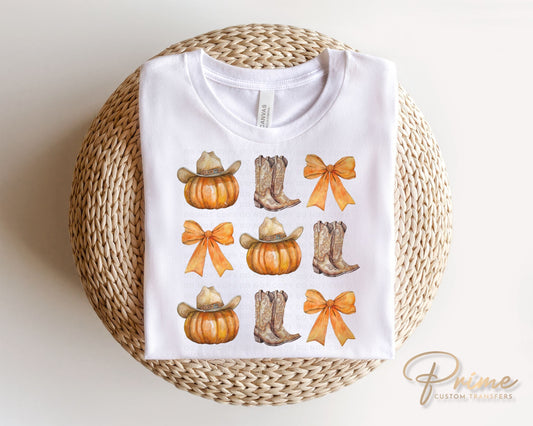 Fall DTF Transfers, Ready to Press, T-shirt Transfers, Heat Transfer, Direct to Film, Halloween, Howdy Pumpkin, Western, Coquette, Cowgirl