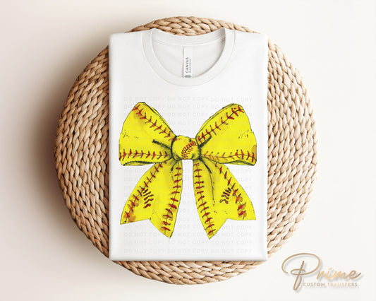 Softball DTF Transfers, Ready to Press, T-shirt Transfers, Heat Transfer, Direct to Film, Sports Mom, Game Day, Coquette, Retro Softball Bow