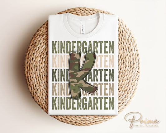 School DTF Transfer, First Day of School, Heat Transfer, Ready to Press, Direct to Film, First Day of School, Camouflage Boy Kindergarten
