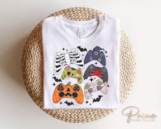 Halloween DTF Transfers, Ready to Press, T-shirt Transfers, Heat Transfer, Direct to Film, Skeleton Zombie, Video Games, Gaming Controller