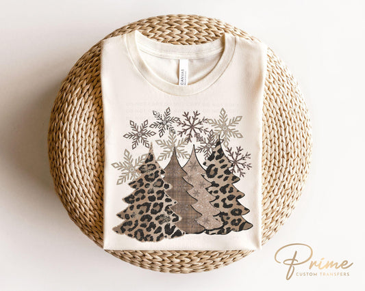 Christmas DTF Transfers, Ready to Press, T-shirt Transfers, Heat Transfer, Direct to Film, Holiday, Snowflake, Plaid Trees, Leopard, Cheetah