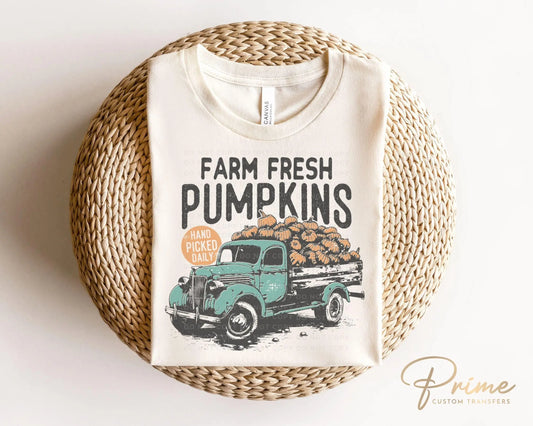 Fall DTF Transfers, Ready to Press, T-shirt Transfers, Heat Transfer, Direct to Film, Autumn, Halloween, Farm Fresh Pumpkins, Truck