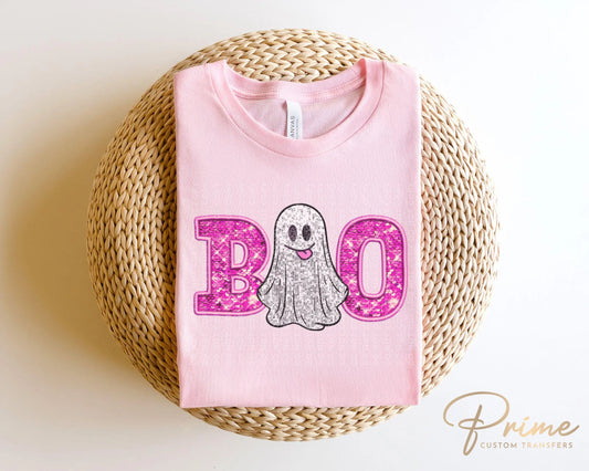 Halloween, DTF Transfers, Ready to Press, T-shirt Transfers, Heat Transfer, Direct to Film, Fall, Faux Glitter, Sparkly Cute Ghost, Boo