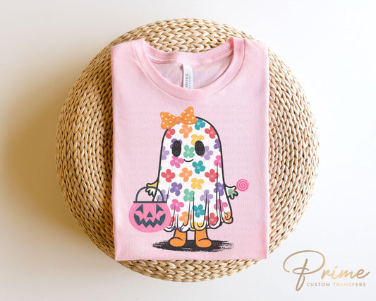 Halloween DTF Transfers, Ready to Press, T-shirt Transfers, Heat Transfer, Direct to Film, Trendy, Trick or Treat, Candy, Cute Girly Ghost