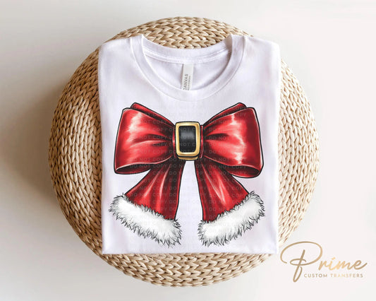 Christmas DTF Transfers, Ready to Press, T-shirt Transfers, Heat Transfer, Direct to Film, Holiday, Santa, Red Suit, Bow, Coquette, Trendy