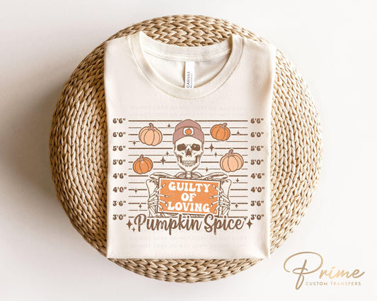Halloween DTF Transfers, Ready to Press, T-shirt Transfer, Heat Transfer, Direct to Film, Trendy, Bow, Skeleton, Fall, Autumn, Pumpkin Spice