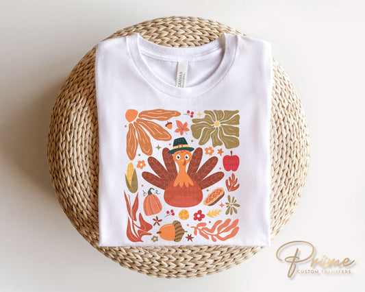 Thanksgiving DTF Transfers, Ready to Press, T-shirt Transfer, Heat Transfer, Direct to Film, Holiday, Sparkle, Boho Floral Thankful Collage