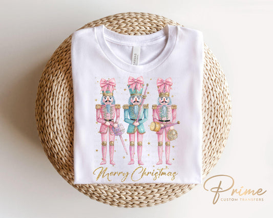 Christmas DTF Transfers, Ready to Press, T-shirt Transfers, Heat Transfer, Direct to Film, Holiday, Funny, Faux Glitter Coquette Nutcrackers