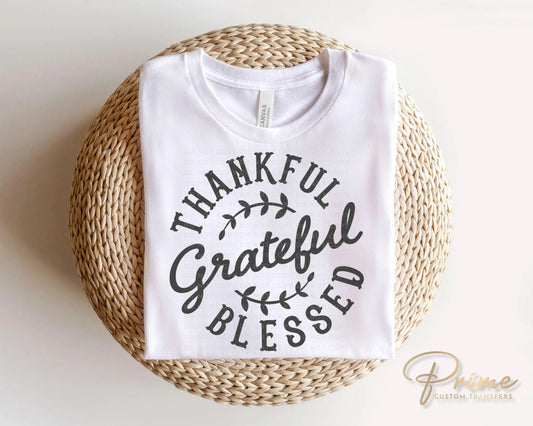 Thanksgiving DTF Transfers, Ready to Press, T-shirt Transfers, Heat Transfer, Direct to Film, Holiday, Autumn, Thankful Grateful Blessed