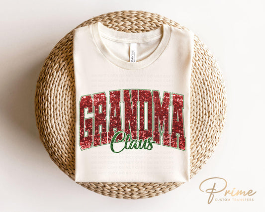 Christmas DTF Transfer, Ready to Press, T-shirt Transfers, Heat Transfer, Direct to Film, Matching Family, Faux Glitter, Grandma Claus