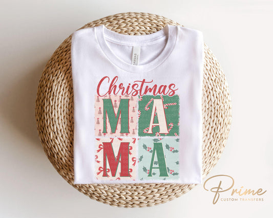 Christmas DTF Transfers, Ready to Press, T-shirt Transfers, Heat Transfer, Direct to Film, Holiday, Mother, Mom Tshirt DTF, Christmas Mama
