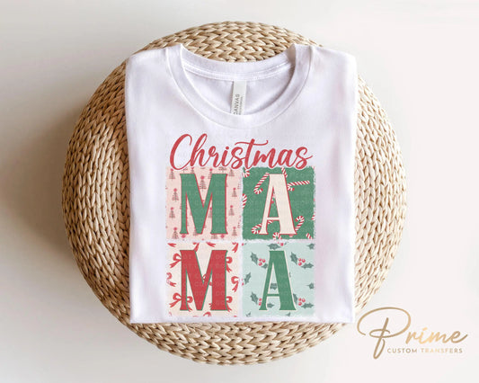 Christmas DTF Transfers, Ready to Press, T-shirt Transfers, Heat Transfer, Direct to Film, Holiday, Mother, Mom Tshirt DTF, Christmas Mama