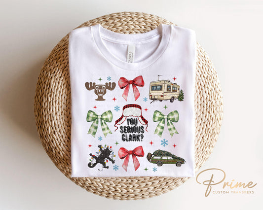 Christmas DTF Transfers, Ready to Press, T-shirt Transfers, Heat Transfer, Direct to Film, Holiday, Funny Christmas Movie, Coquette, Bows