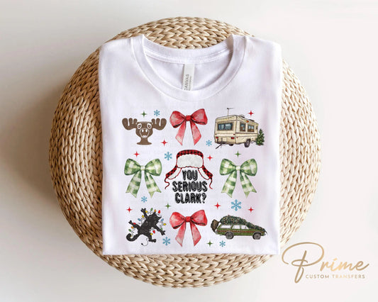 Christmas DTF Transfers, Ready to Press, T-shirt Transfers, Heat Transfer, Direct to Film, Holiday, Funny Christmas Movie, Coquette, Bows