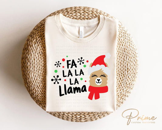 Christmas DTF Transfers, Ready to Press, Heat Transfer, Direct to Film, Holiday, Funny Kids T-shirt Transfer, Cute, Child, Fa La La La Llama