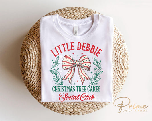 Christmas DTF Transfers, Ready to Press, T-shirt Transfers, Heat Transfer, Direct to Film, Holiday, Christmas Tree Cake Bow, Coquette